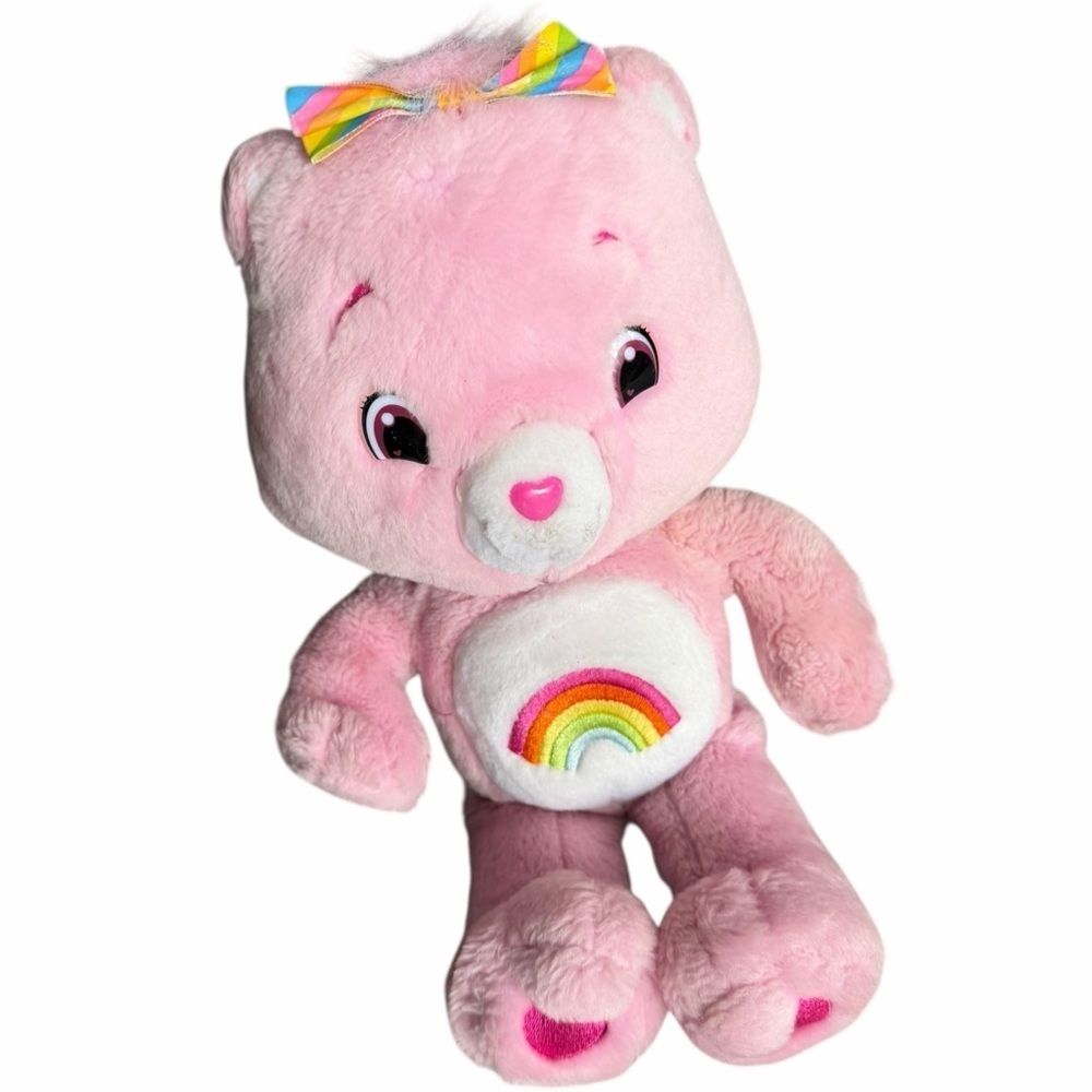 2007 Care Bears Cheer Bear Pink Rainbow Plush - Picture 2 of 7